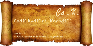 Csákvári Kornél névjegykártya