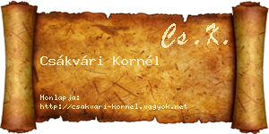 Csákvári Kornél névjegykártya